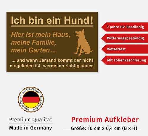Aufkleber ich bin ein - ein, hund