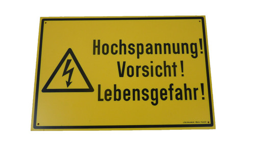 Schild hochspannung vorsicht - "hochspannung,