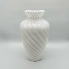 Vintage Murano Italy Glas Vase Swirl 32 cm Weiß 1970er Jahre Venini Mid Century