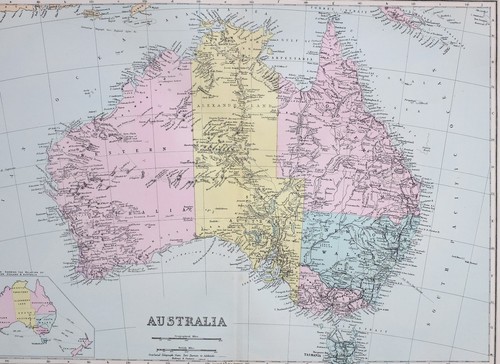 1887 antik landkarte australia - 1887,