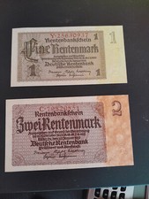1 + 2 Rentenmark Scheine 1937