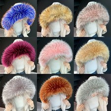 Neu Luxus Damen Kapuzen Kunstpelz Fellkragen Warm Faux Pelz Schal Fellstreifen