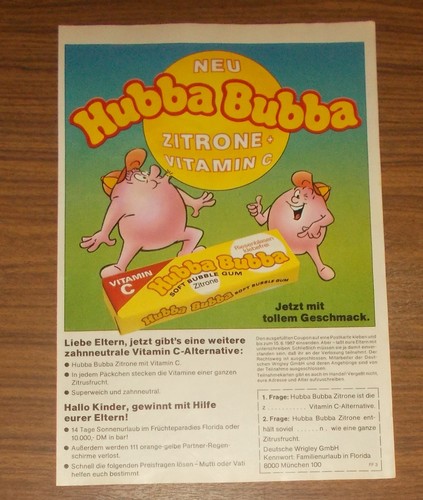Seltene werbung hubba bubba - hubba,