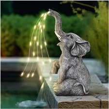 Elefantenfigur, Gartendekoration, Solar LED, Wasser spritzt, Nature, Terrasse...