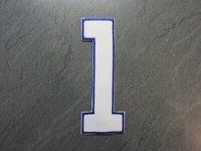 Zahl 1 Stoff Zahlen 10cm  weiß blau Aufbügeln Tricot Zahl   Aufnäher Bügelbild