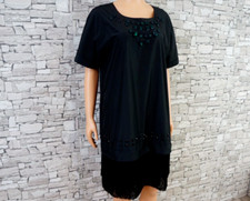 DKNY DAMEN FEST PARTY KLEID SCHWARZ VERZIERUNG FRANSEN CHARLESTON SCHWARZ L XL