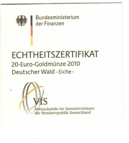 Echtheitszertifikat für - , 20