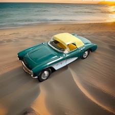 H0 1:87 Praline Chevrolet Corvette Cabrio Modellauto Cabriolet grün beige.