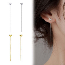 Silber Heart Threader Ohrringe