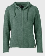 Mufflon MU-Kalea   leichte Wolljacke mit Kapuze für Damen  Merinowolle  schilf