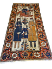 Antiker Bachtiar Teppich Handgeknüpfter Orientteppich 215x118cm