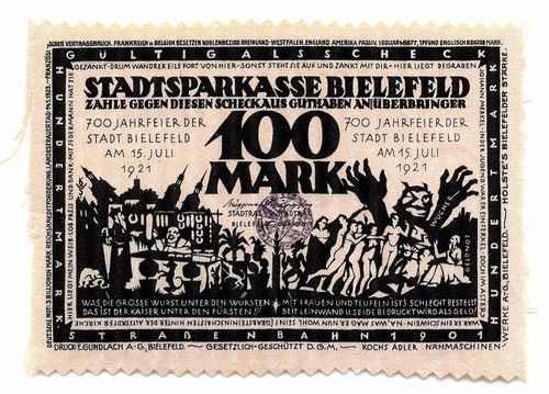 Notgeldschein bielefeld 100 - notgeldschein,