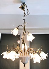 9-flammiger Kronleuchter/ Hängelampe  Murano Glasblüten