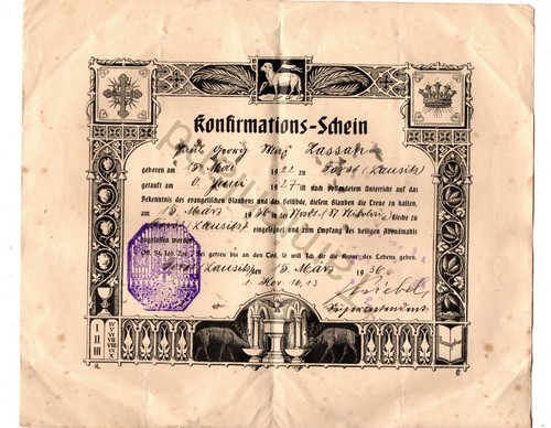Konfirmationsschein 1936 aus