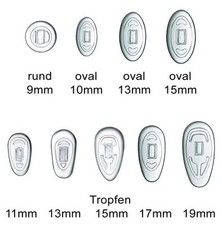 3 Paar (6 Stück) Nasenpads / Brillenpads - Silikon Klicksystem, verschie. Größen