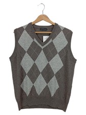 SERGIO VALLETTA Damen Pullunder Gr. 36/S Kaschmir Argyle Braun Klassisch