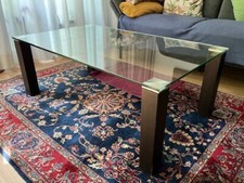Wohnzimmertisch, Metallbeine: braun, Glasplatte, L.: 1,20m, B.: 0,70m, H.: 0,45m