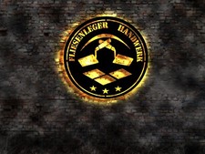 LED Schild Meister Fliesenleger Fliesenschneider Buch Aufkleber  Logo Emblem