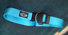 More 4 dogs Halsband Klick stufenlos von 43 - 63 cm, breit 25 mm blau Ring 45 mm