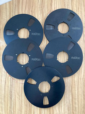 4 x REVOX Spulen + 1 Spule ohne Namen 26,5 cm Metall Schwarz mit Band, TOP