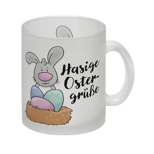 Hasige ostergrüße glas tasse - hasige,