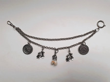 Charivari Kette Trachtenschmuck silberfarbig Grandel Eichenlaub Münze