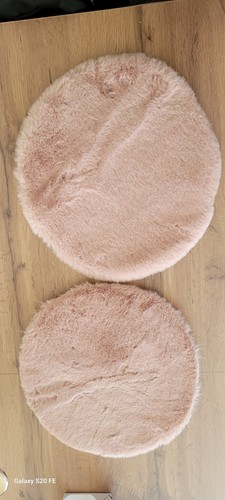 Kunstfellteppich rosa rund - -,