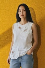 Weißes dekonstruiertes Top - Michiko Koshino London - Anfang 2000er Jahre 