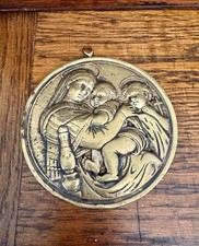 Antique Bronze Plaque Madonna