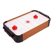 Mini Air Hockey HWC-J10, Tischspiel Lufthockey inkl. Zubehör, Holz 56x30x10cm