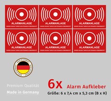 Aufkleber Alarmanlage Alarmgesichert 6x Alarm Hinweis Wetterfest UV-Beständig