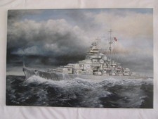 Kunstdruck - Schlachtschiff Bismarck in Fahrt - Marinemaler Lukas Wirp - 2010