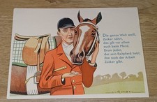 Vintage Postkarte Zuckerwerbung Pferd Reiter