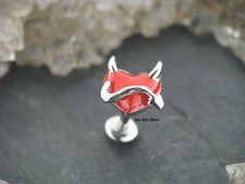 Piercing TRAGUS Labretstecker 1,6m Motiv HERZ TEUFEL Ohrstecker Lippe Wange O=hr