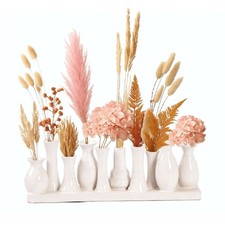 Jinfa Vasenset 10 weiße Mini Keramik Vasen auf Sockel Für Gestecke Deko Klein