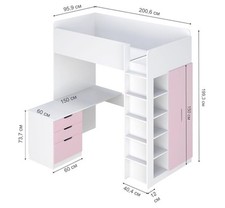 Hochbett mit Kleiderschrank und Schreibtisch 