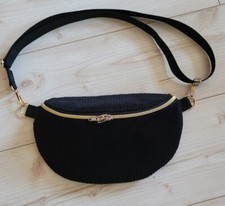 schöne Bauchtasche Handmade  crossbodybag Gürteltasche Cord Schwarz 
