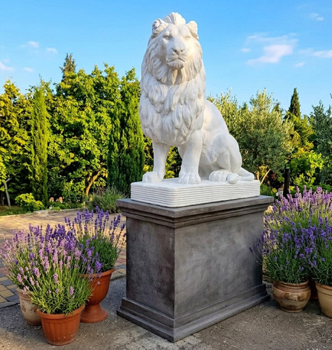 Steinfigur löwe mit - steinfigur,