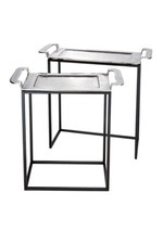 Tisch-Set ALUMINIUM Satz-Tisch Silber Beistelltisch Tablett Design Modern NEU