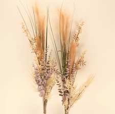 2 Kunstgräser, Künstliches Pampasgras - Kunstpflanzen Blumen Dekoration Beige