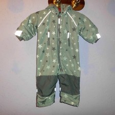 H & M Schneeanzug  Overall Kapuze Kinderoverall Gr 80 Grau Sterne Winteroverall