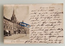 AK Foto Karte Gruss aus Dessau Anhalt Evang. Vereinshaus Laden Post 1899 DR ALT 