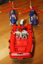 Playmobil - 1 St. Schlauchboot - plus 2 St. Hubschrauber und 4 Spielfiguren