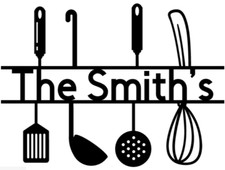 Personalisierte Küche Wandaufkleber Kunst Besteck Aufkleber Sticker Vinyl Wohndeko UK