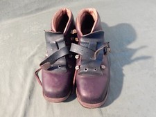 Braune Leder Schuhe Skischuhe original ca. 1930-1950 Größe 39