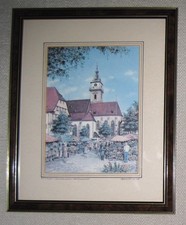 Stillleben Bild Aquarell limitiert 250 Stuttgart Bad Cannstatt Holz Bilderrahmen