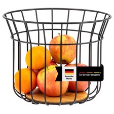 bremermann Obstkorb, Obstschale rund, Ø ca. 24,5 cm, schwarz matt, Bambusboden