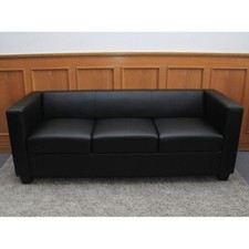 3er Sofa Couch Loungesofa Lille, Leder, Kunstleder, Mikrofaser, Textil