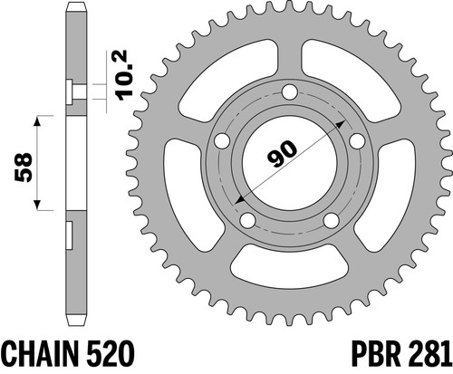 Pbr kettenrad schwarz - schwarz, stahl