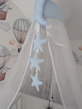 Betthimmel Baby/Kinderbett , hellblau mit Sternen 